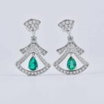 925 Silver Lab-Created Emerald Drop Earrings - Model ZHF2020622 - Image 5