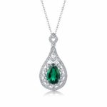 925 Silver Cultured Emerald Necklace ZHF-410