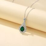 925 Silver Cultured Emerald Necklace ZHF-410 - Image 2