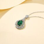 925 Silver Cultured Emerald Necklace ZHF-410 - Image 3