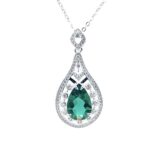 925 Silver Cultured Emerald Necklace ZHF-410 - Image 4
