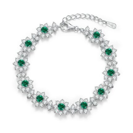 925 Silver Cultured Emerald Bracelet ZHFB202305