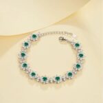 925 Silver Cultured Emerald Bracelet ZHFB202305 - Image 3