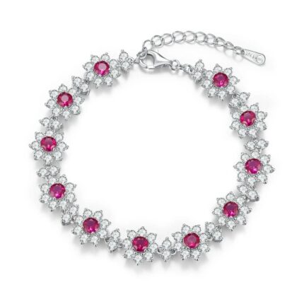 925 Silver Lab-Created Ruby Bracelet - Model ZHFB202305R