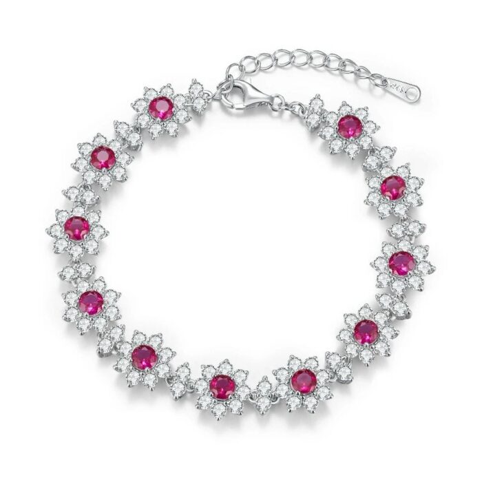 925 Silver Lab-Created Ruby Bracelet - Model ZHFB202305R - Image 1