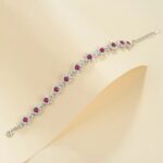 925 Silver Lab-Created Ruby Bracelet - Model ZHFB202305R - Image 3