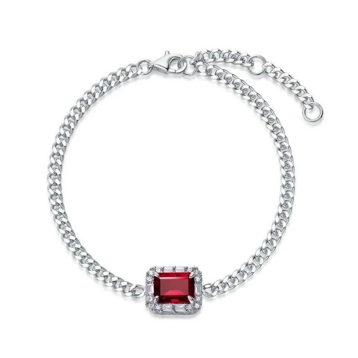 925 Silver Lab-Created Ruby Bracelet - Model ZHF-B5521R - Image 1