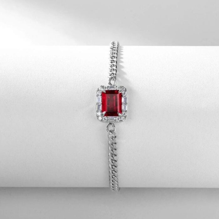 925 Silver Lab-Created Ruby Bracelet - Model ZHF-B5521R - Image 2
