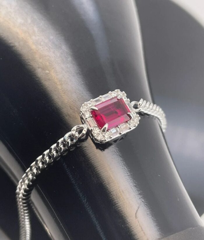 925 Silver Lab-Created Ruby Bracelet - Model ZHF-B5521R - Image 3