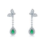 925 Silver Lab-Created Emerald Earrings - Model ZHFE0039