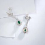 925 Silver Lab-Created Emerald Earrings - Model ZHFE0039 - Image 3