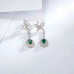 925 Silver Lab-Created Emerald Earrings - Model ZHFE0039 - Image 4