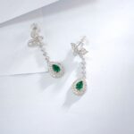 925 Silver Lab-Created Emerald Earrings - Model ZHFE0039 - Image 5