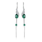 925 Silver Lab-Created Emerald Earrings - Model ZHF-E020
