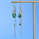 925 Silver Lab-Created Emerald Earrings - Model ZHF-E020 - Image 2
