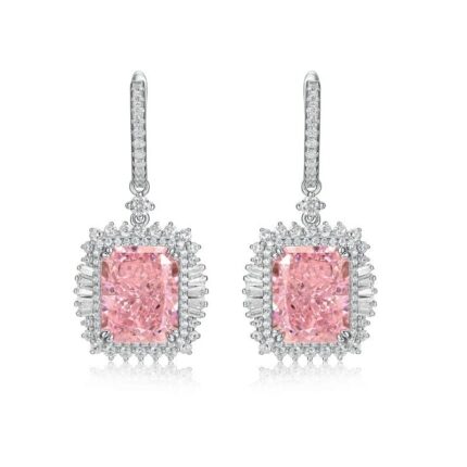 925 Silver Pink Cubic Zirconia Earrings ZHFE0501F