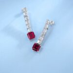 925 Silver Cultured Ruby Earrings ZHF—E0758 - Image 4