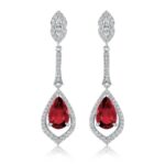 925 Silver Cultured Ruby Earrings ZHF-E0804R