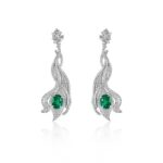 925 Silver Lab-Created Emerald Earrings - Model ZHF-E0813