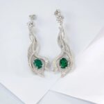 925 Silver Lab-Created Emerald Earrings - Model ZHF-E0813 - Image 3
