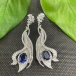 925 Silver Lab-Created Blue Sapphire Earrings - Model ZHF-E0813B - Image 4