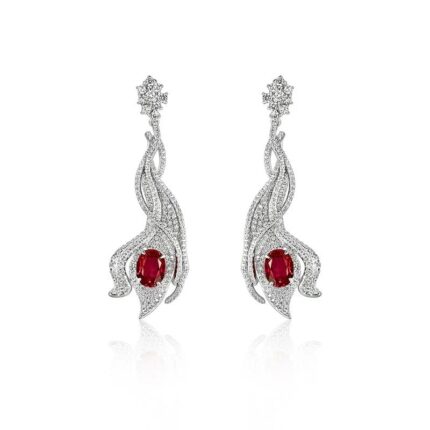 925 Silver Cultured Ruby Earrings ZHF-E0813R