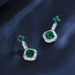 925 Silver Lab-Created Emerald Earrings - Model ZHF-E0824 - Image 3