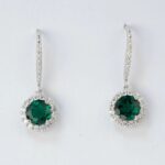 925 Silver Lab-Created Emerald Earrings - Model ZHF-E1445 - Image 6