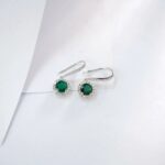 925 Silver Lab-Created Emerald Earrings - Model ZHF-E1445 - Image 5