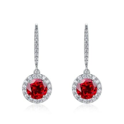 925 Silver Cultured Ruby Earrings ZHF-E1445GR