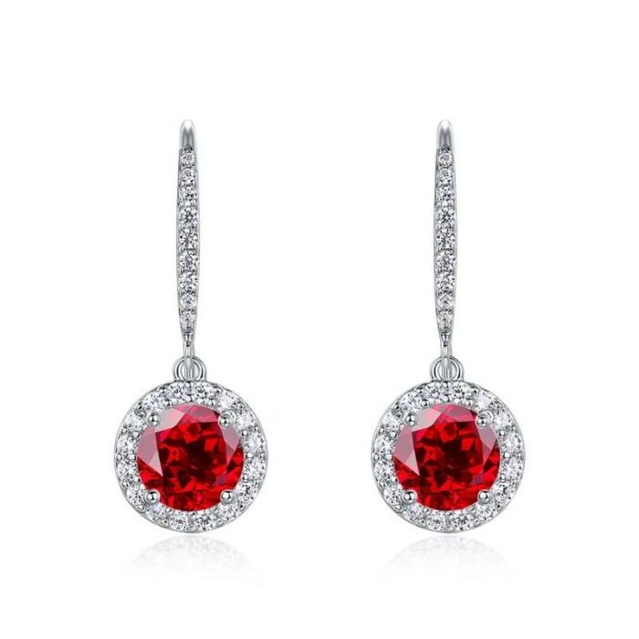 925 Silver Cultured Ruby Earrings ZHF-E1445GR - Image 1