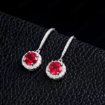 925 Silver Cultured Ruby Earrings ZHF-E1445GR - Image 2