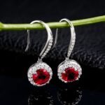 925 Silver Cultured Ruby Earrings ZHF-E1445GR - Image 3