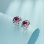 925 Silver Red Gemstone Earrings - Model ZHF-E1456R - Image 2