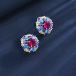 925 Silver Red Gemstone Earrings - Model ZHF-E1456R - Image 4