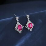 925 Silver Cultured Ruby Earrings ZHF-E1466R - Image 2