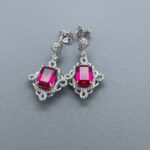 925 Silver Cultured Ruby Earrings ZHF-E1466R - Image 4