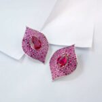 S925 Silver Lab-Created Ruby Earrings - Model ZHF-E1472R - Image 2