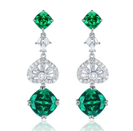S925 Silver Green Garnet Earrings - Model ZHF-E1492