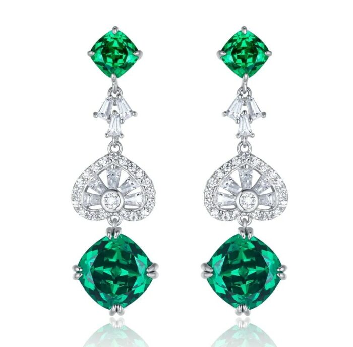 S925 Silver Green Garnet Earrings - Model ZHF-E1492 - Image 1