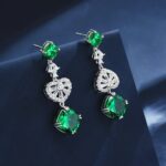 S925 Silver Green Garnet Earrings - Model ZHF-E1492 - Image 2