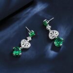 S925 Silver Green Garnet Earrings - Model ZHF-E1492 - Image 3