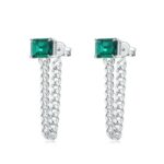 925 Silver Lab-Created Emerald Earrings - Model ZHF-E1610