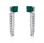 925 Silver Lab-Created Emerald Earrings - Model ZHF-E1610 - Image 4