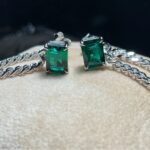 925 Silver Lab-Created Emerald Earrings - Model ZHF-E1610 - Image 5