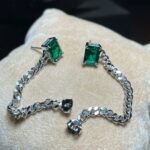 925 Silver Lab-Created Emerald Earrings - Model ZHF-E1610 - Image 6