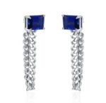 S925 Silver Lab-Created Blue Sapphire Earrings - Model ZHF-E1610B