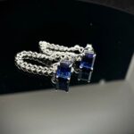 S925 Silver Lab-Created Blue Sapphire Earrings - Model ZHF-E1610B - Image 4