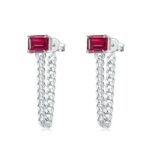 925 Silver Cultured Ruby Earrings ZHF-E1610R