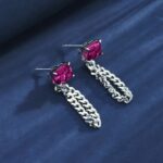 925 Silver Cultured Ruby Earrings ZHF-E1610R - Image 3